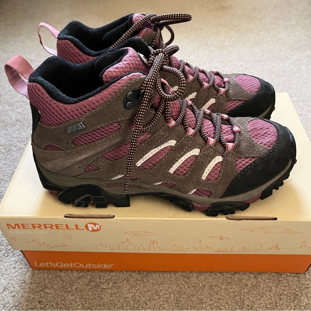 Merrell Moab Mid Waterproof Pink Brown Hiking Boots Vibram 7.5